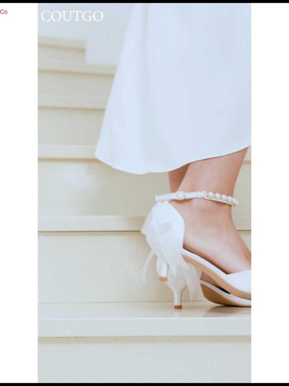 Women's Pearl Ankle Strap Kitten Heel D'Orsay Satin Pumps Pointed Toe Wedding - Picture 6 of 6